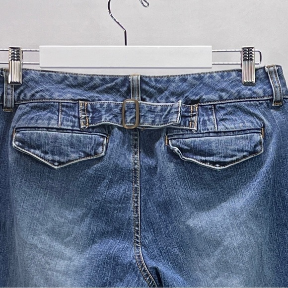 Michael Kors Denim Crop Pant Size 10 Button Leg  Buckle back cotton stretch - Picture 4 of 11